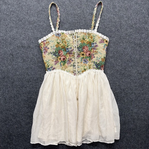 Cider Dresses & Skirts - Cider Women's Small Renaissance Style Secret Garden Corset Mini Dress Tapestry